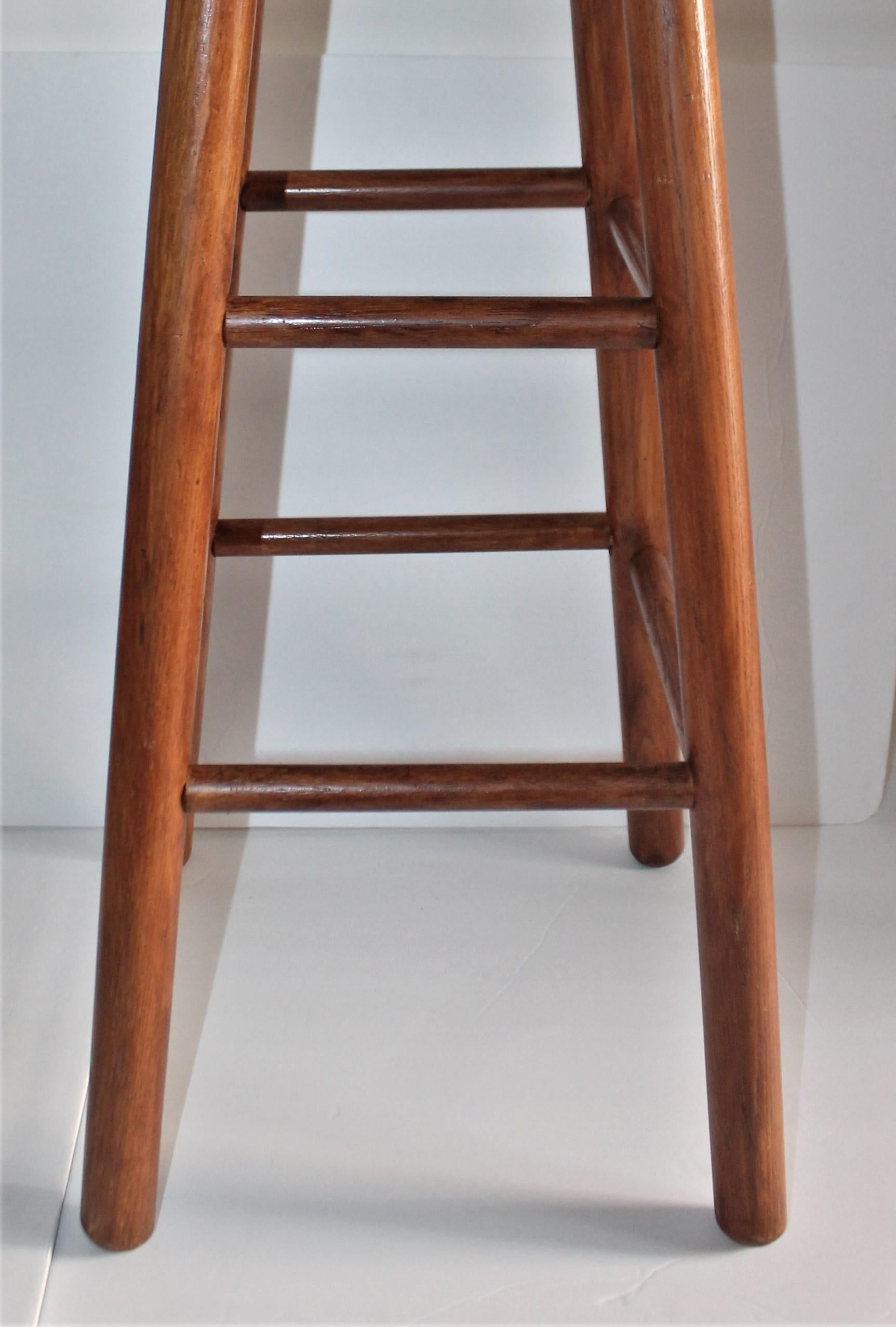 Hand-Crafted Bar Stools, Pine and Woven Rattan Seats, Pair