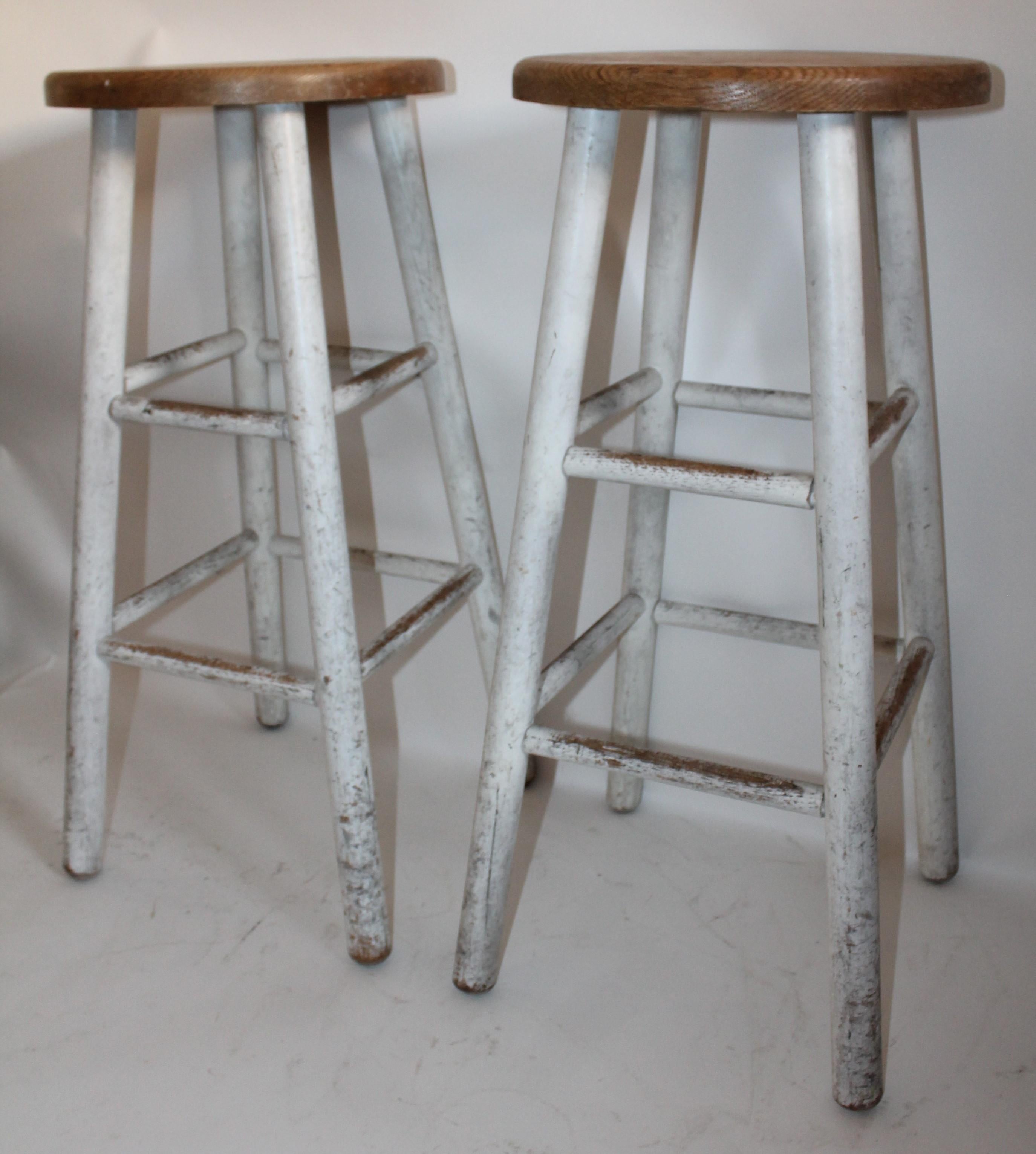 Adirondack Bar Stools with Original White Painted Base