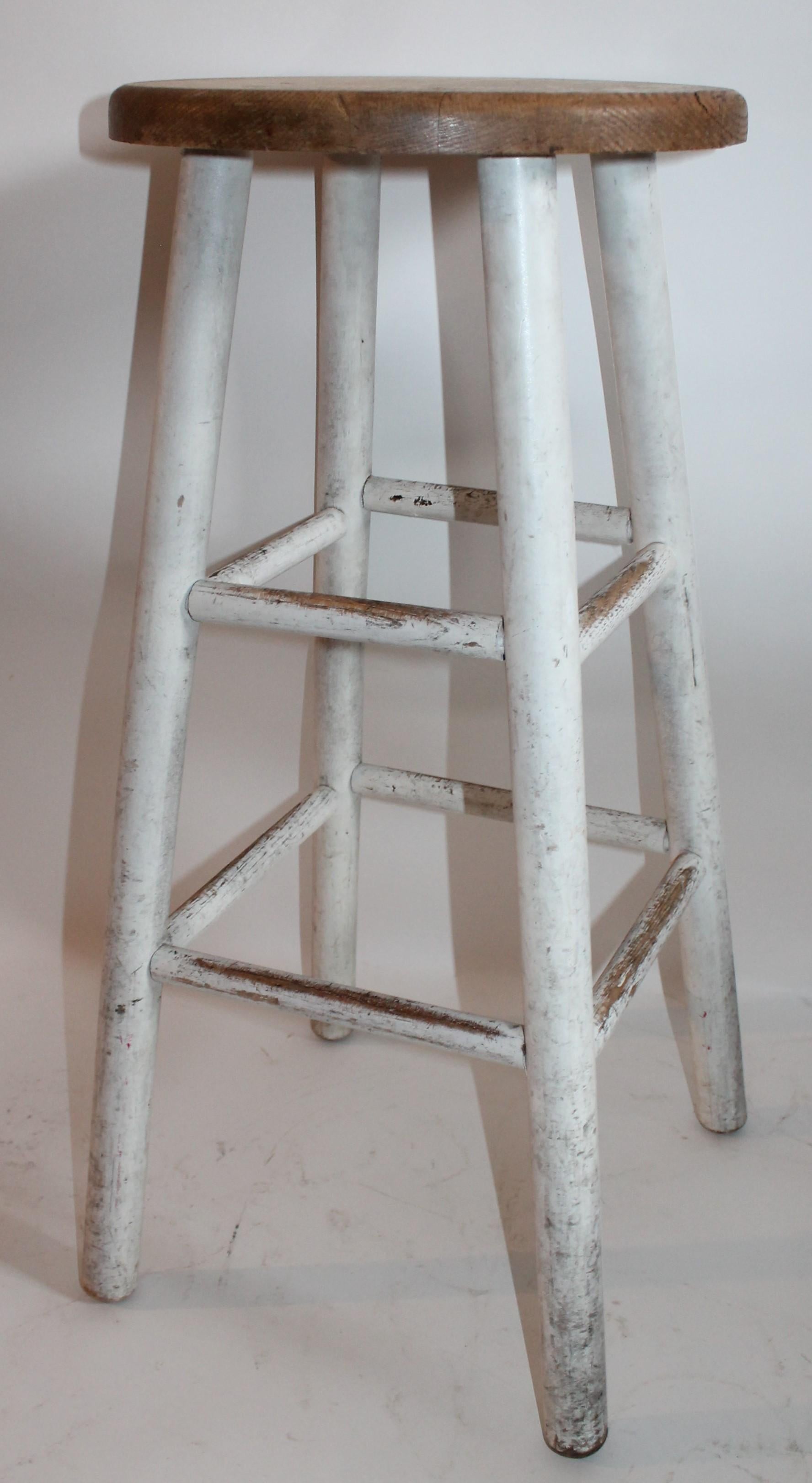 20th Century Bar Stools with Original White Painted Base