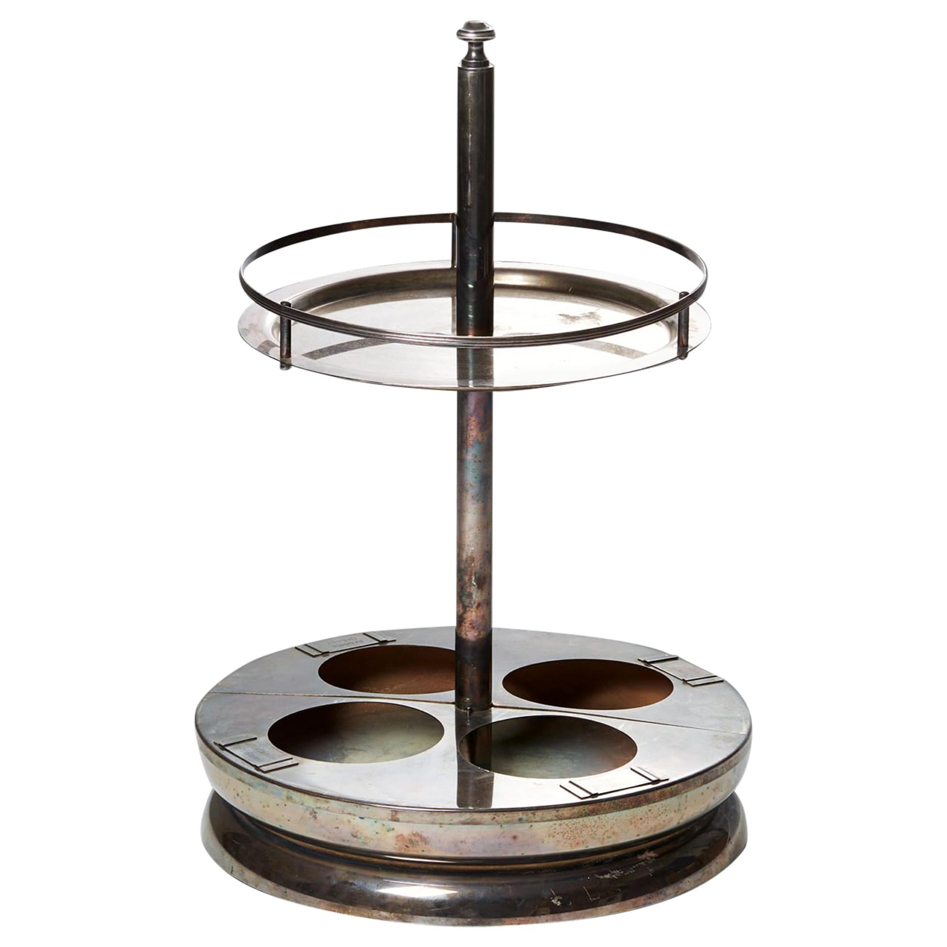 Vintage Italian Tables Cocktail - 1950s Silver-plated Glass Drinks Station