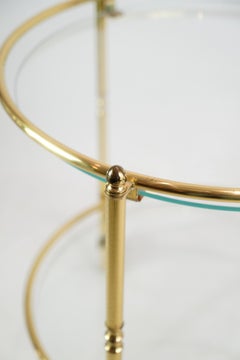 Bar Table With Wheels Made In Brass & Glass From 1970s