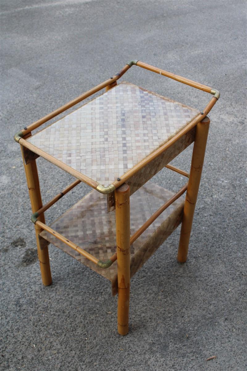 Bar table in Bamboo and Lucite Italian Design 1970s STYLE Gabrella Crespi Brass For Sale 6