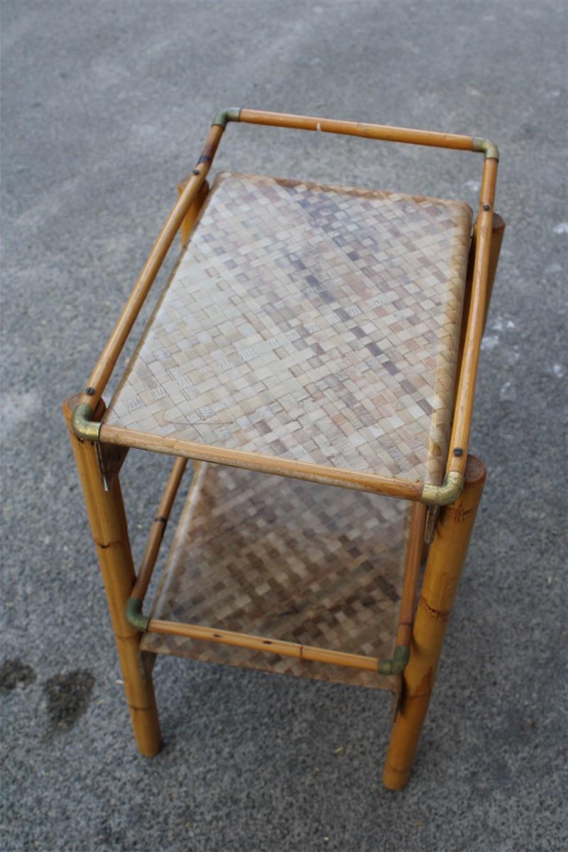 Bar table in Bamboo and Lucite Italian Design 1970s STYLE Gabrella Crespi Brass For Sale 13