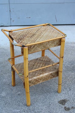 Bar table in Bamboo and Lucite Italian Design 1970s  Brass