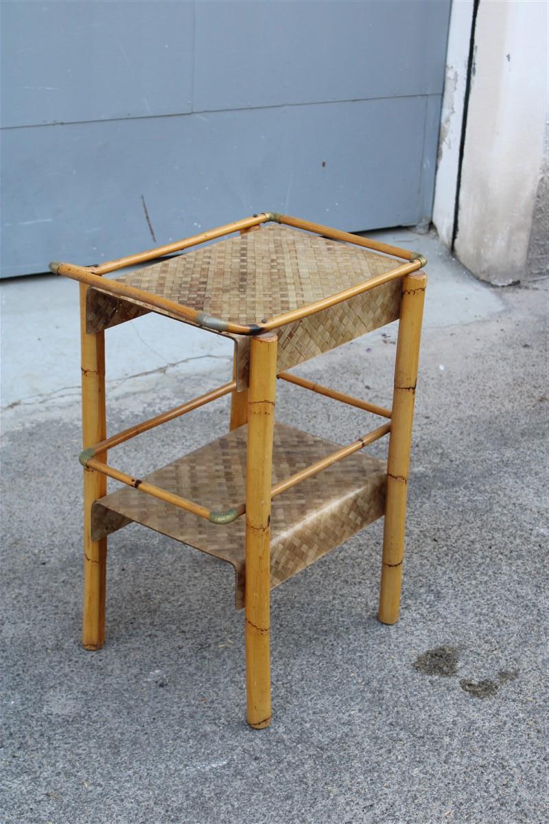 Mid-20th Century Bar table in Bamboo and Lucite Italian Design 1970s STYLE Gabrella Crespi Brass For Sale