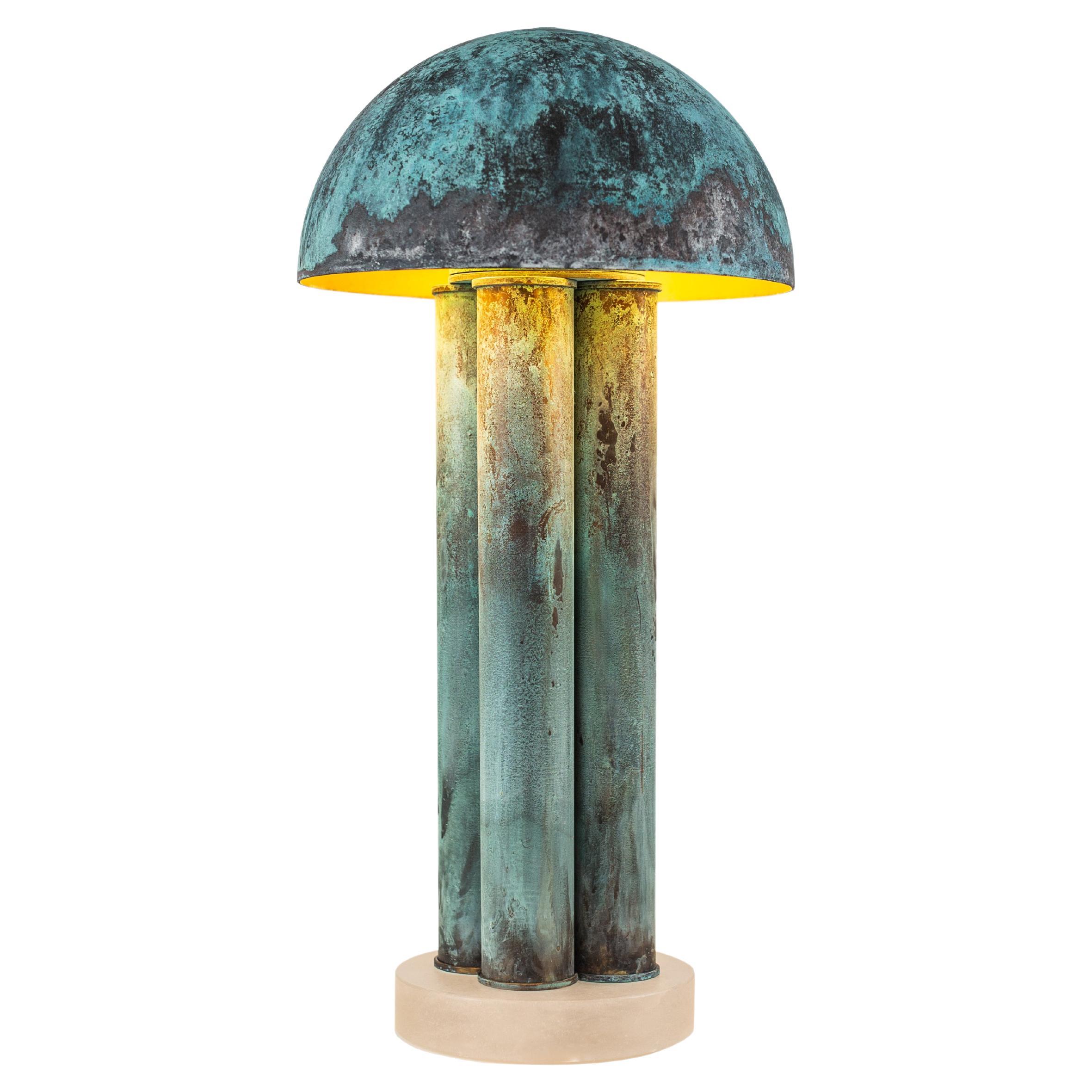 Bar Table Lamp, Contemporary Lamp, Verdigris, Brass, Alabaster by Kalin Asenov
