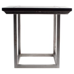 Bar Table with a Polished Steel Base and Ebonized Limestone Top