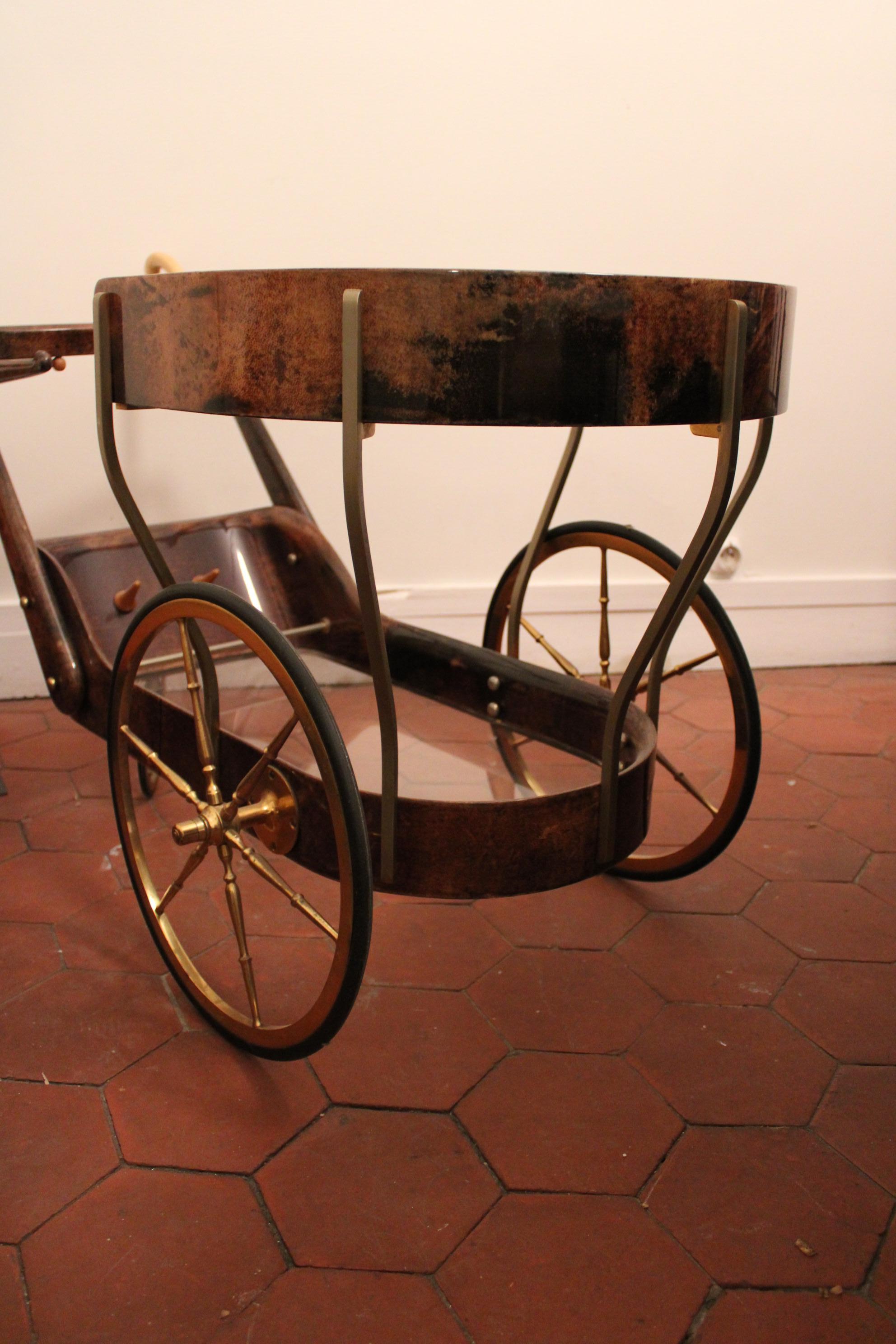 Chariot de bar d'Aldo Tura, Italie, XXe siècle en vente 7