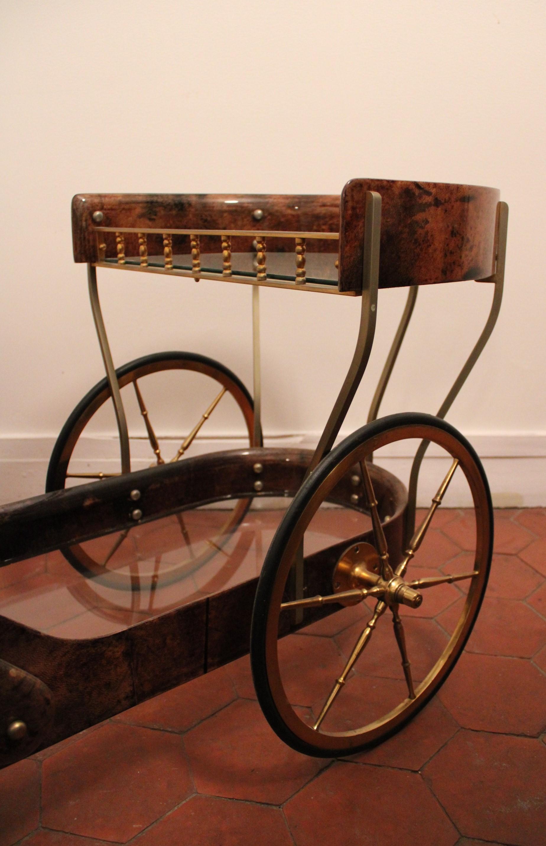 Chariot de bar d'Aldo Tura, Italie, XXe siècle en vente 1