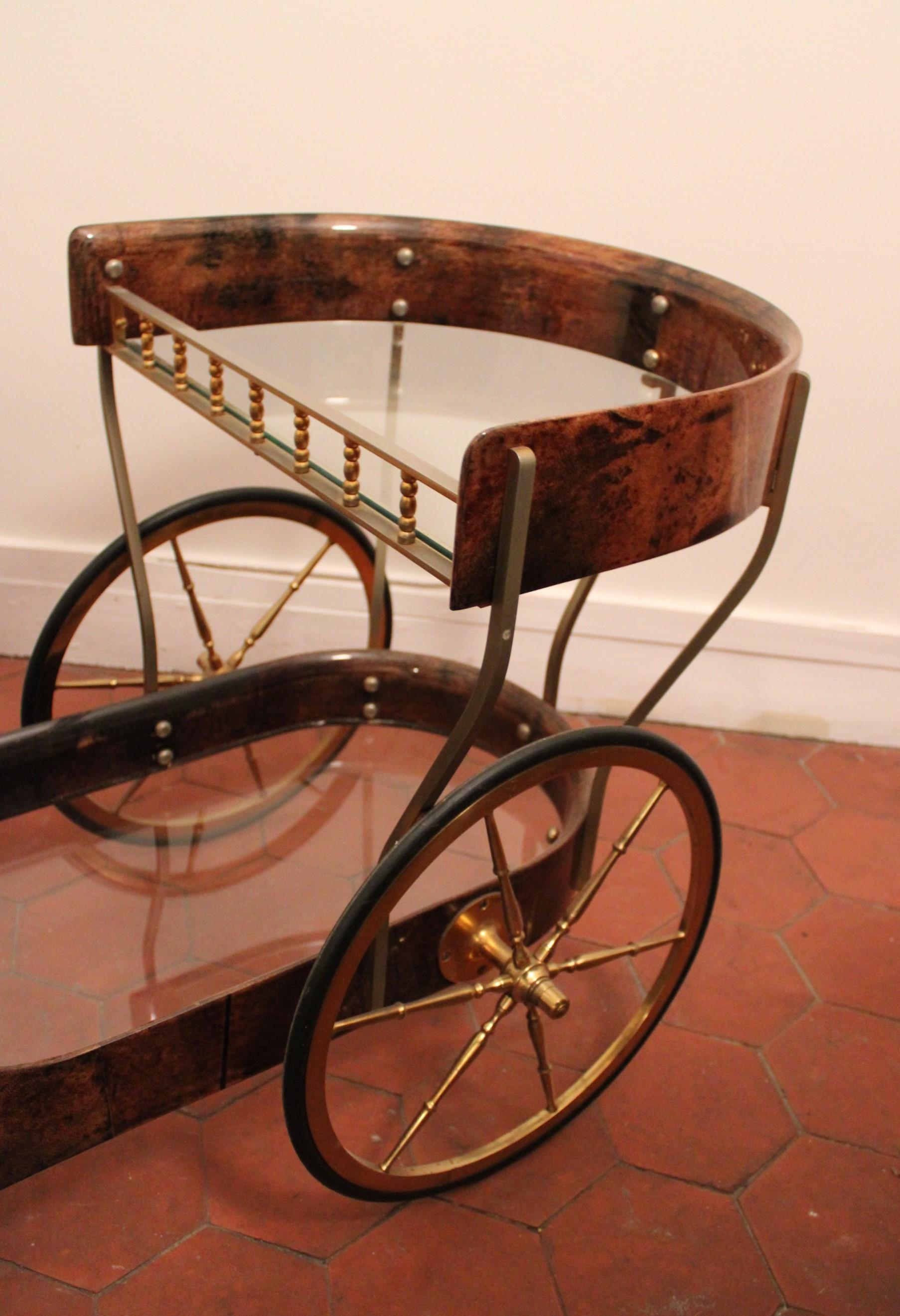 Chariot de bar d'Aldo Tura, Italie, XXe siècle en vente 2