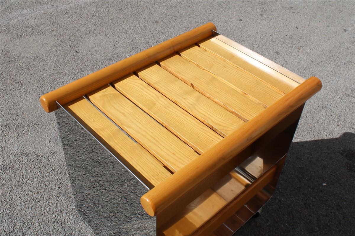 Barwagen aus kastanienbraunem geschwungenem Stahl Minimalistisch  Stildomus Pamio e Toso, 1970er Jahre im Angebot 7
