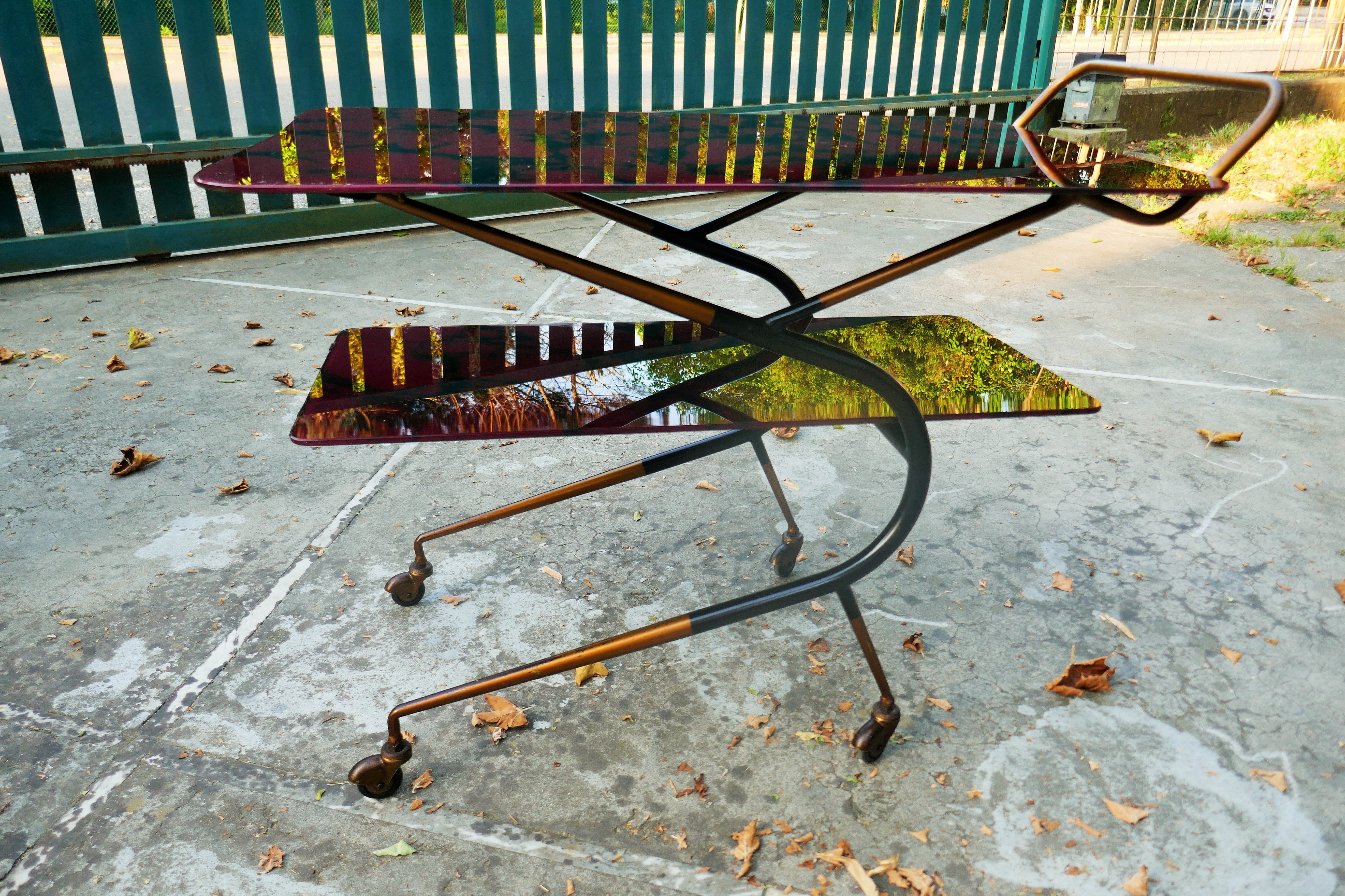 Bar trolley in the style of Ico Parisi or Cesare Lacca For Sale