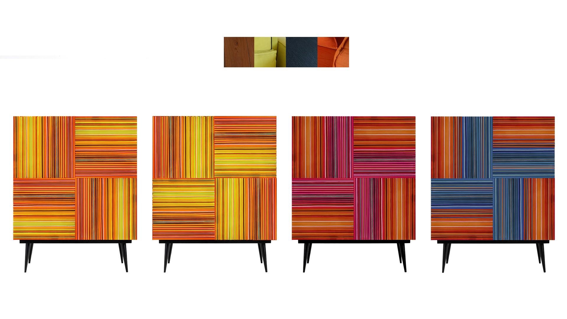 Contemporary Bar Warm Multi-Color Glass Doors by Orfeo Quagliata For Sale