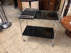 Bar with Tray in Chrome and Wood Style: Art Deco, France, 1920
