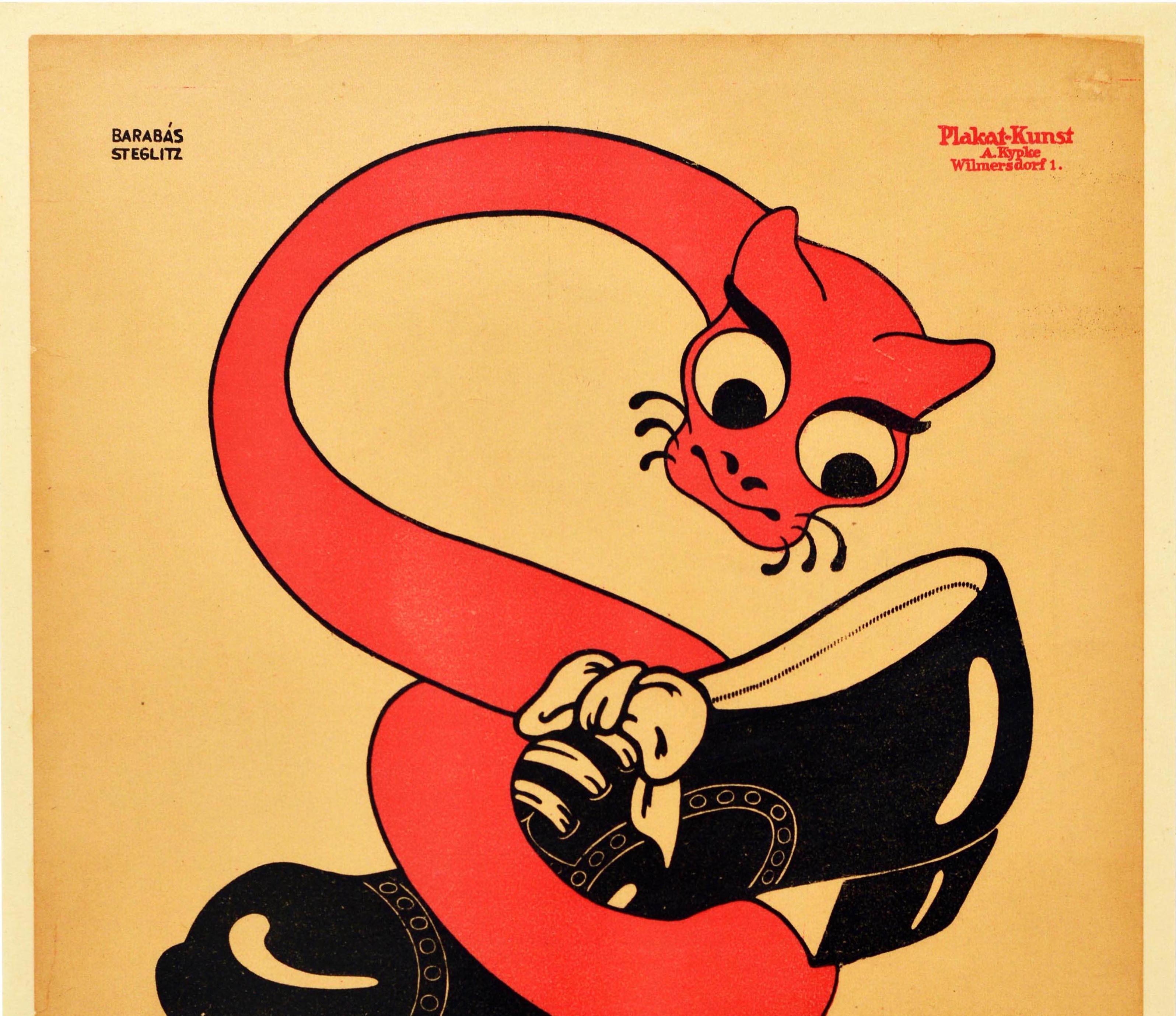 Original Antikes Poster Berlowitz Munzstrasse 24 Berlin Deutschland Schlangenschlangen – Print von Barabas Steglitz