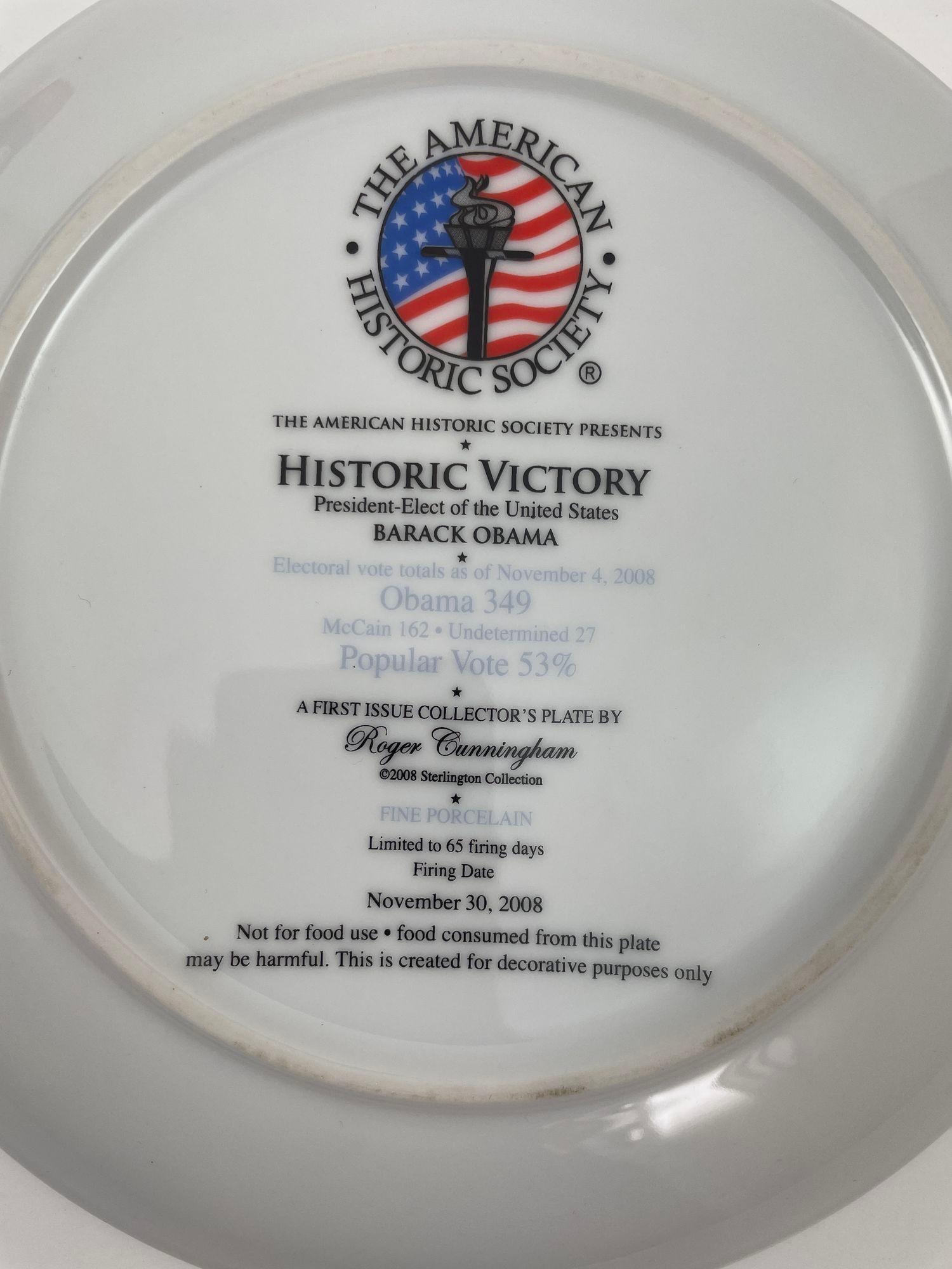 Piatto da collezione della vittoria storica di Barack Obama Edizione limitata 2008 in vendita 5