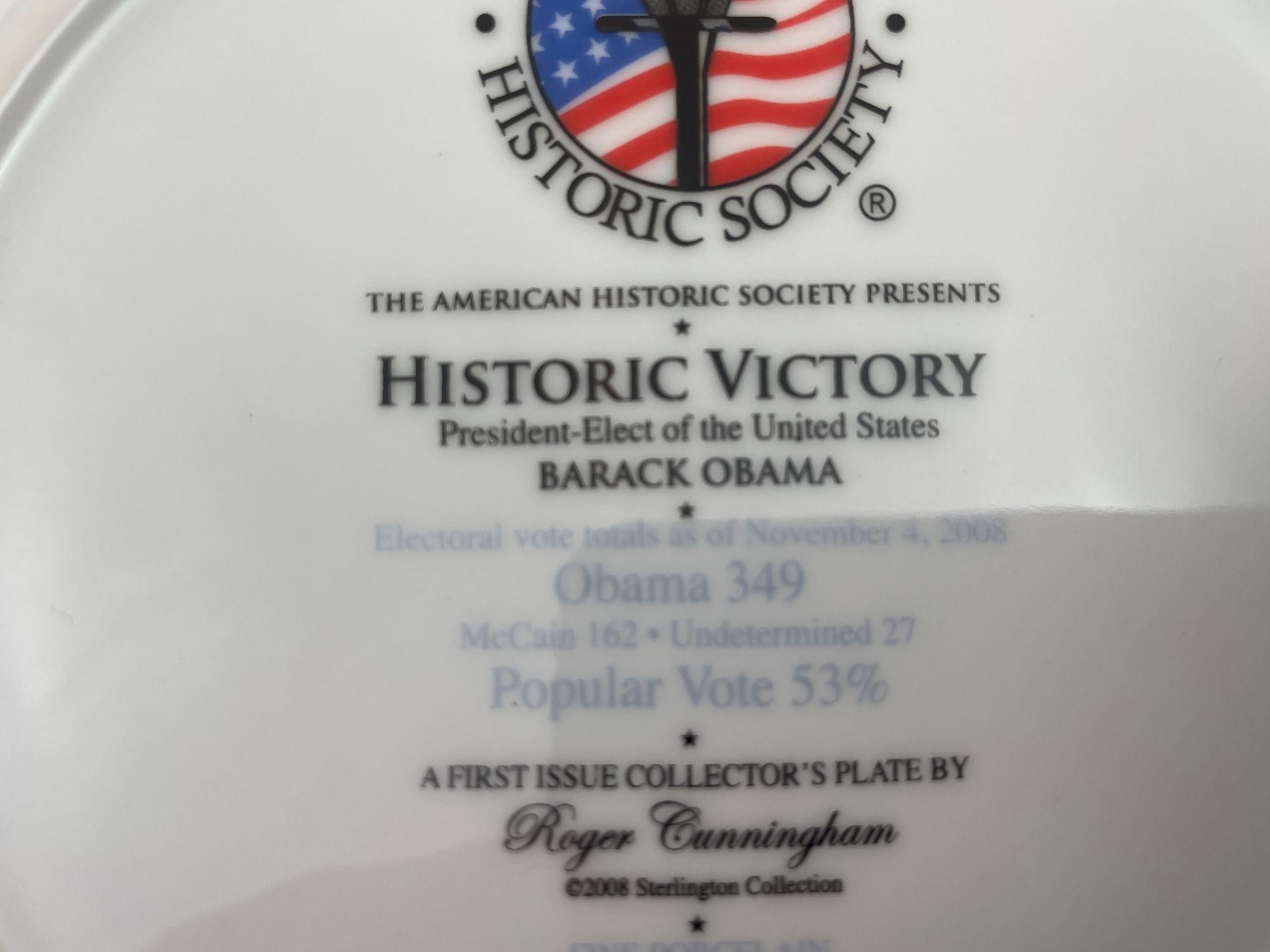 Piatto da collezione della vittoria storica di Barack Obama Edizione limitata 2008 in vendita 6