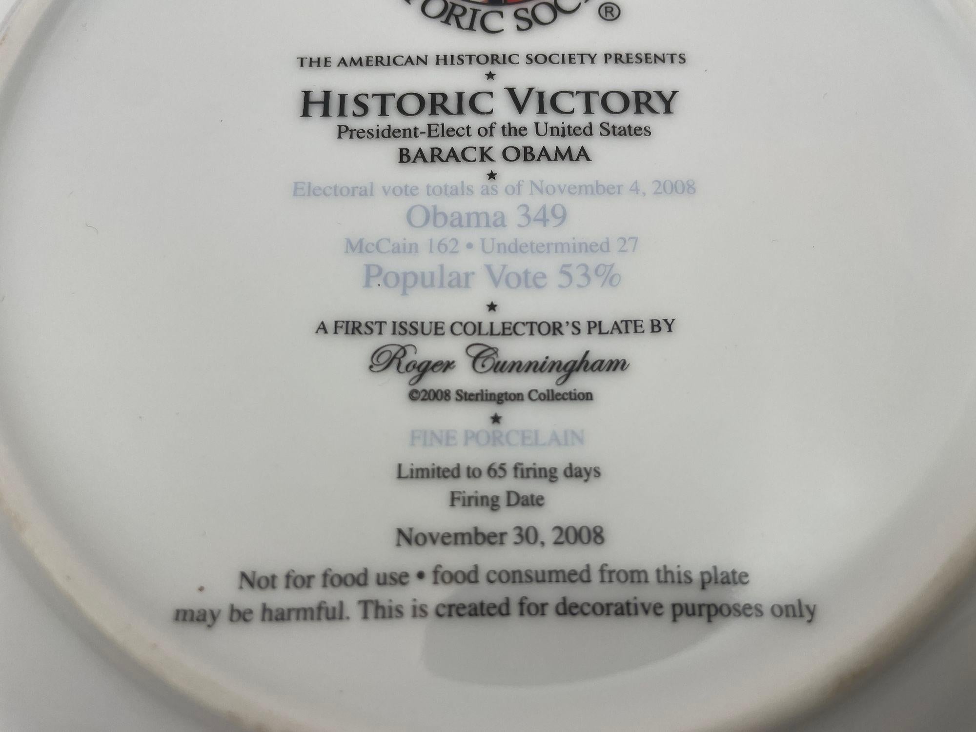 Piatto da collezione della vittoria storica di Barack Obama Edizione limitata 2008 in vendita 7