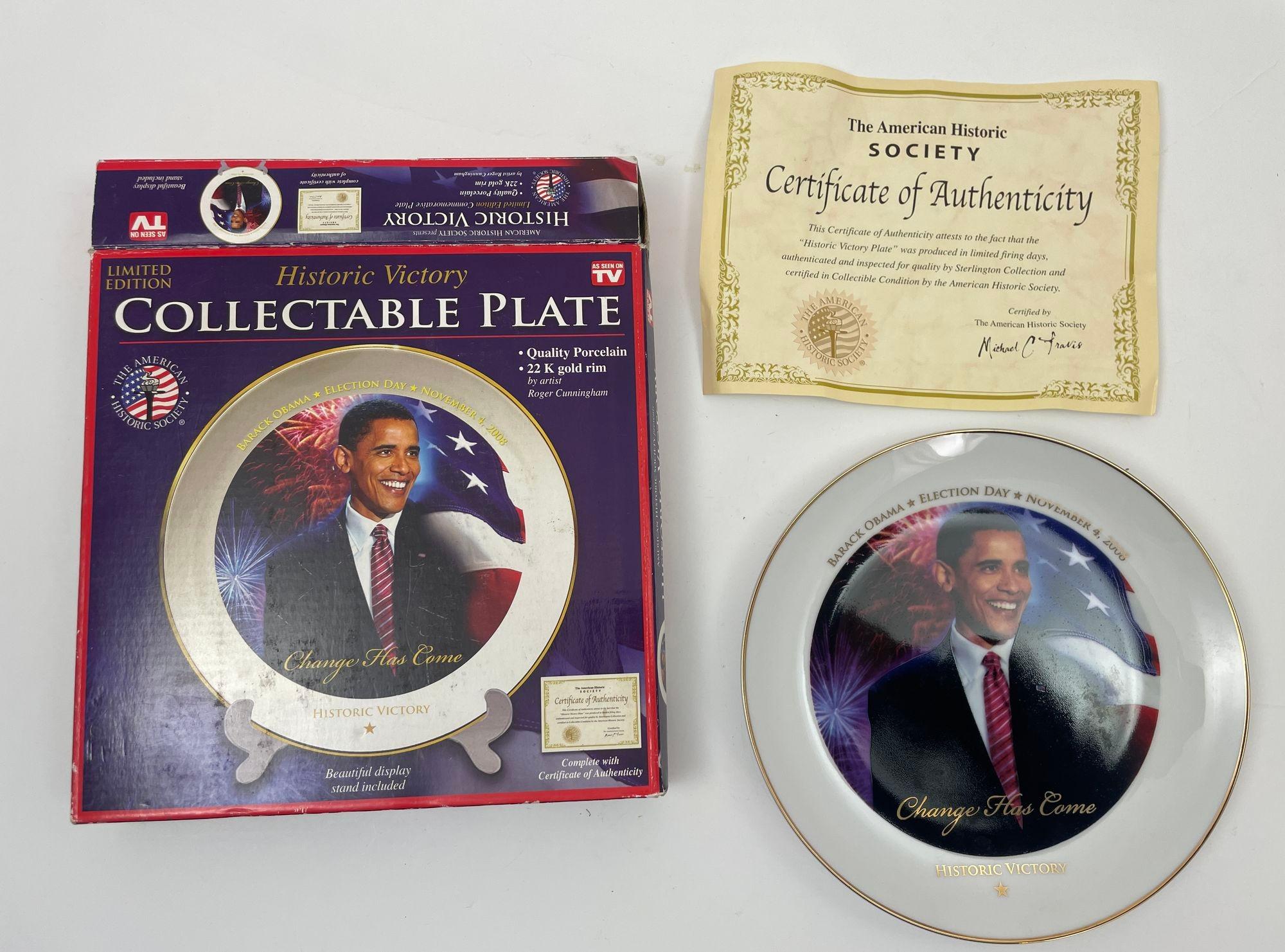 Piatto da collezione della vittoria storica di Barack Obama Edizione limitata 2008 In condizioni buone in vendita a North Hollywood, CA