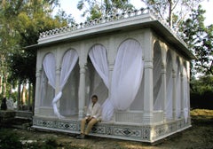 Baradari aus weißem Marmor, handgefertigt in Indien