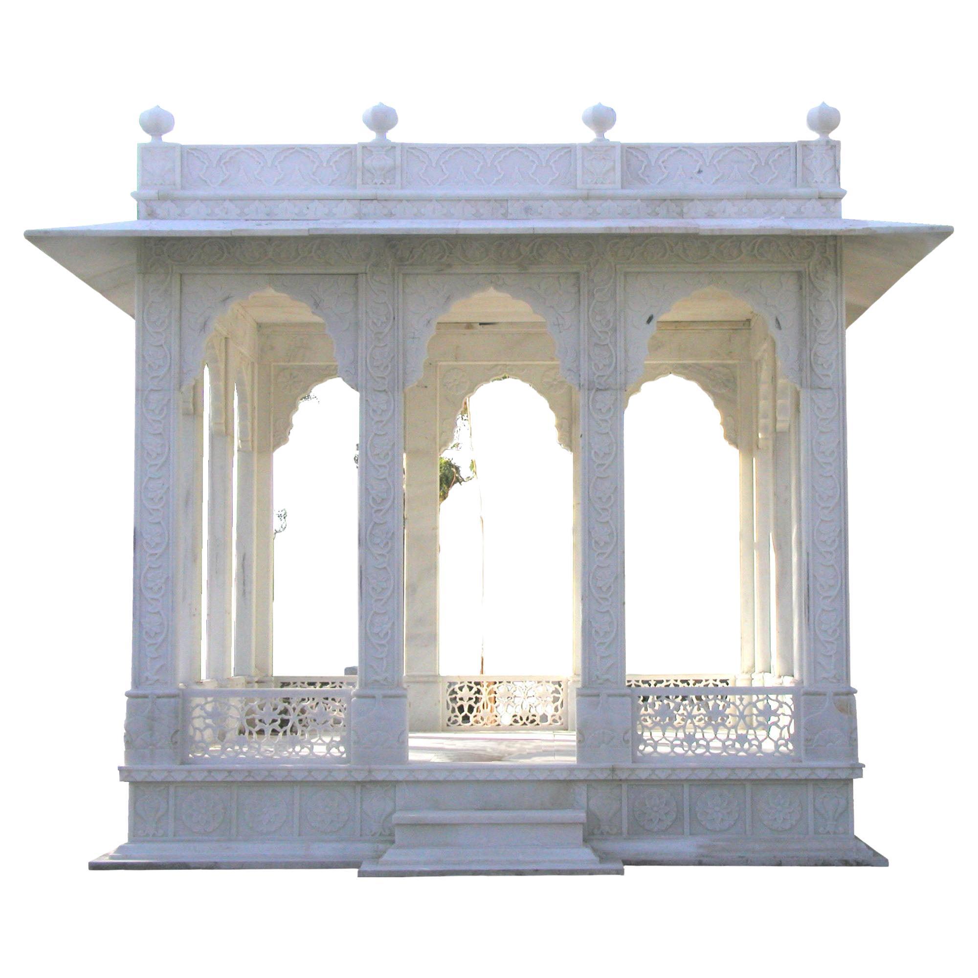 Baradari in White Marble Handcrafted in India For Sale