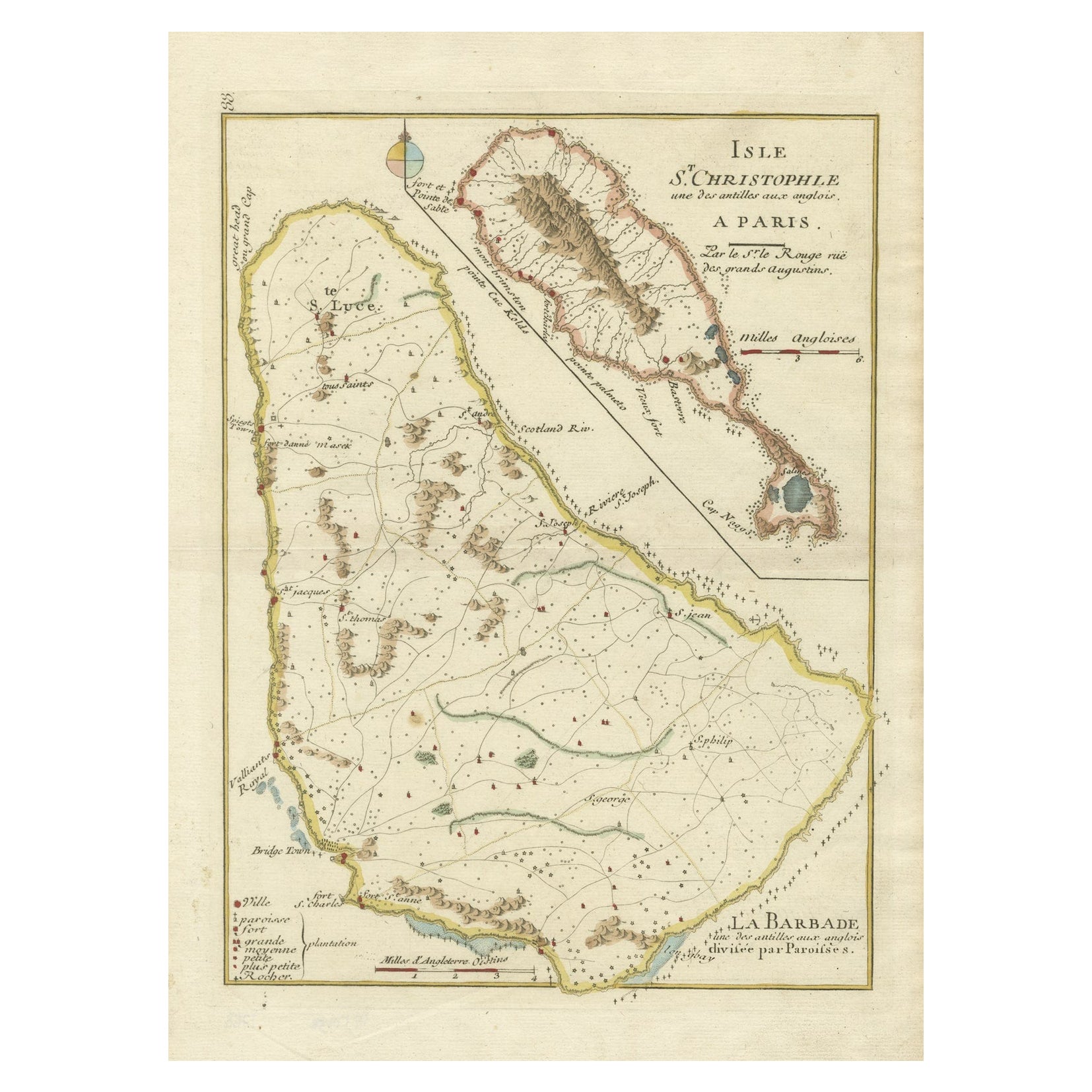 Barados und St Christopherus oder St Kitts und Nevis-Inseln in der Karibik, 1748