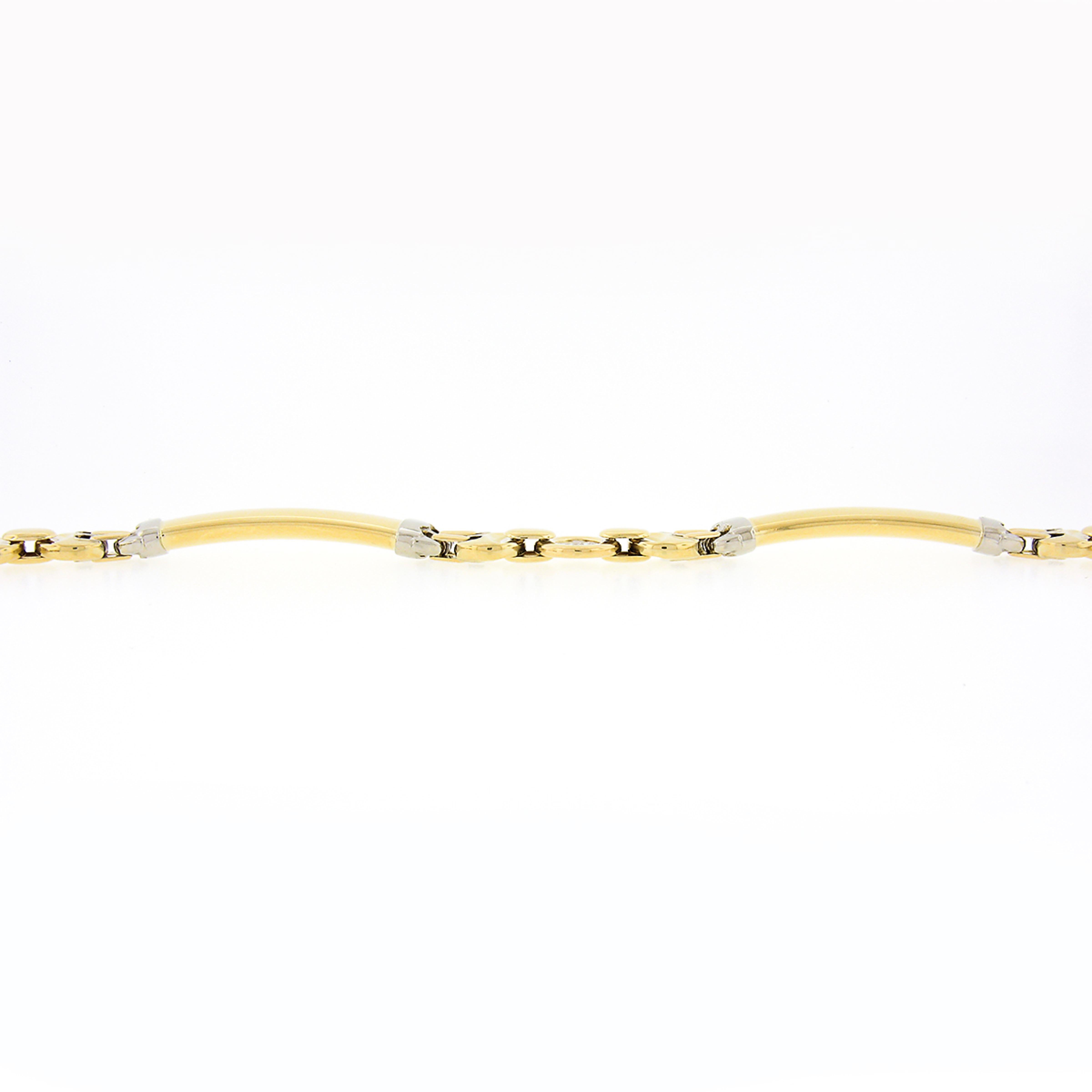 Baraka 18K Two Tone Gold Curved & Circular Fancy Link Collar Choker Necklace 1