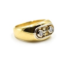 Baraka Alternating Spinning Middle Insert Diamond Ring 18 Karat Yellow Gold
