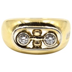Baraka Alternating Spinning Middle Insert Diamond Ring 18 Karat Yellow Gold