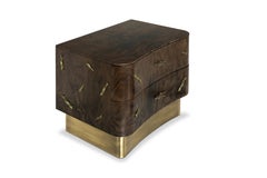 Baraka Bedside Table in Aged Brushed Brass and Casted Brass Details
