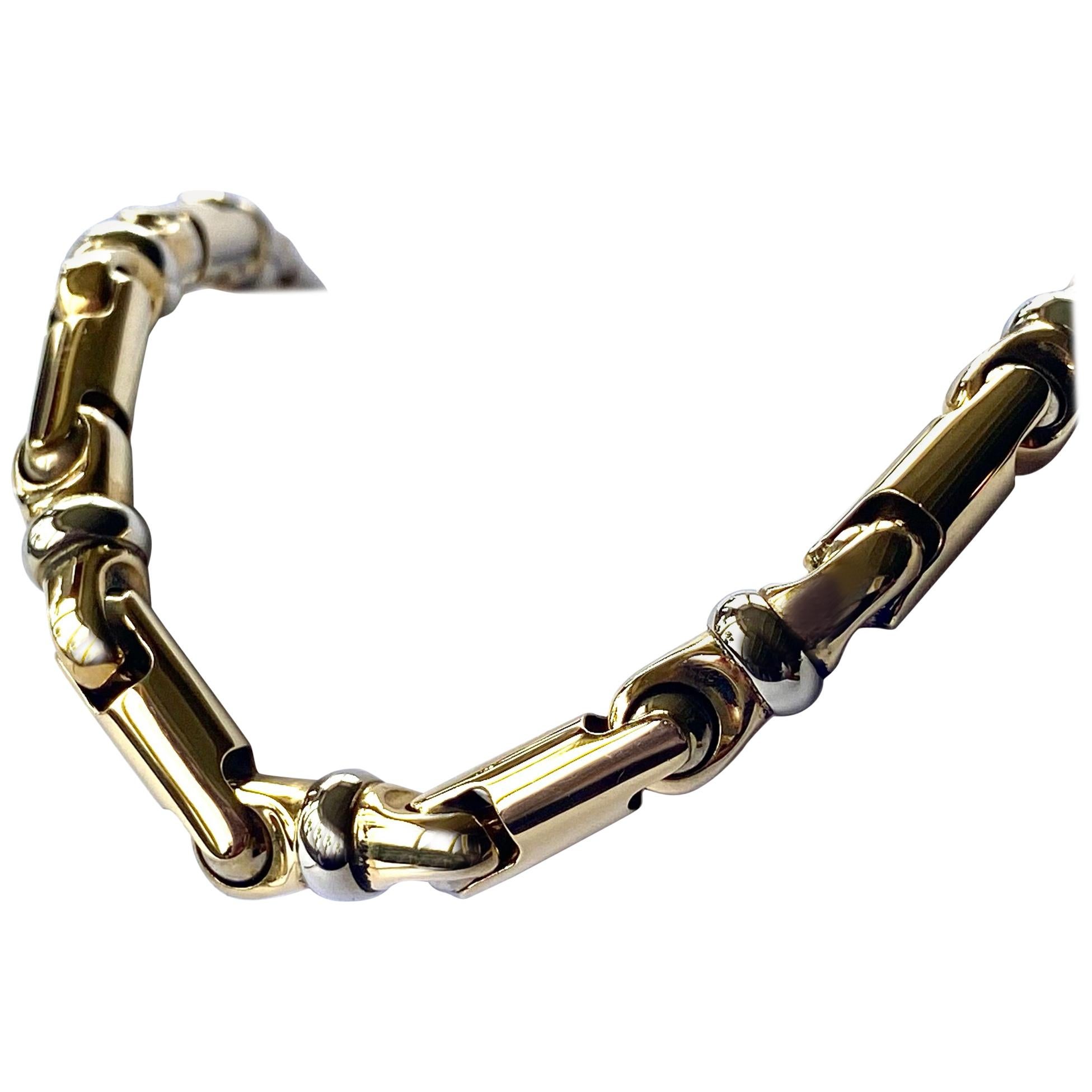 Baraka, Chain, Yellow Gold and White Gold Massieve For Sale at 1stDibs