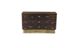 Baraka Chest with Brass Details and Smoked Glass Shelves
