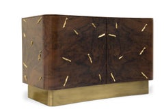 Baraka Cupboard II with Brass Details and Smoked Glass Shelves