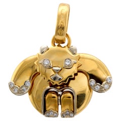 Baraka diamond 18k yellow gold bear pendant