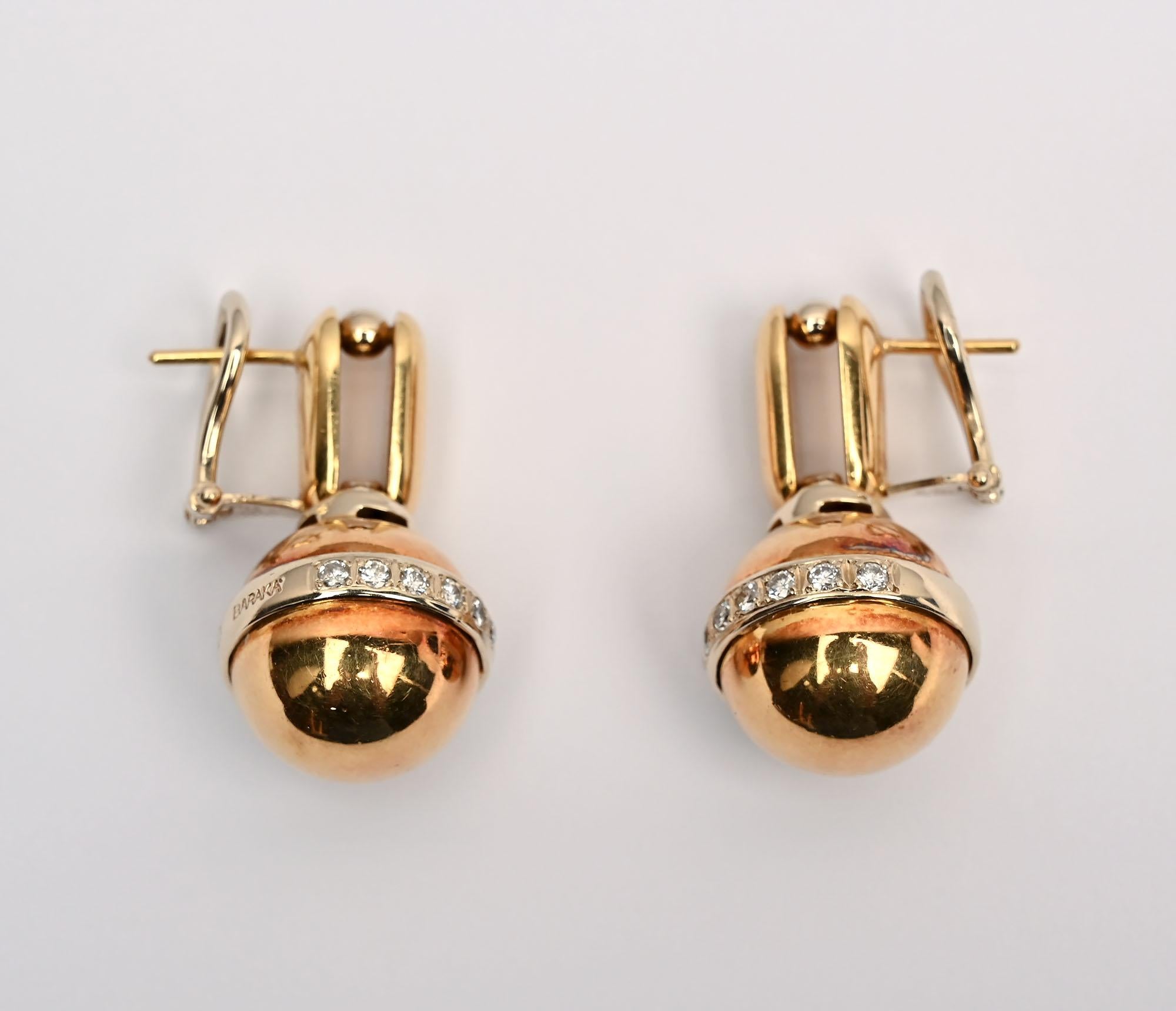 Pendientes Baraka Oro y Diamantes Contemporáneo en venta