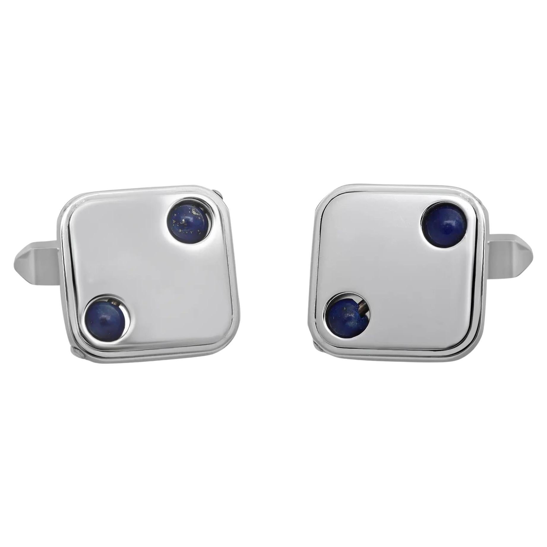 Baraka Lapis Lazuli Square Shape Cufflinks 18K White Gold