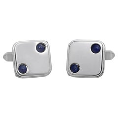 Baraka Boutons de manchette carrés en or blanc 18 carats et lapis-lazuli