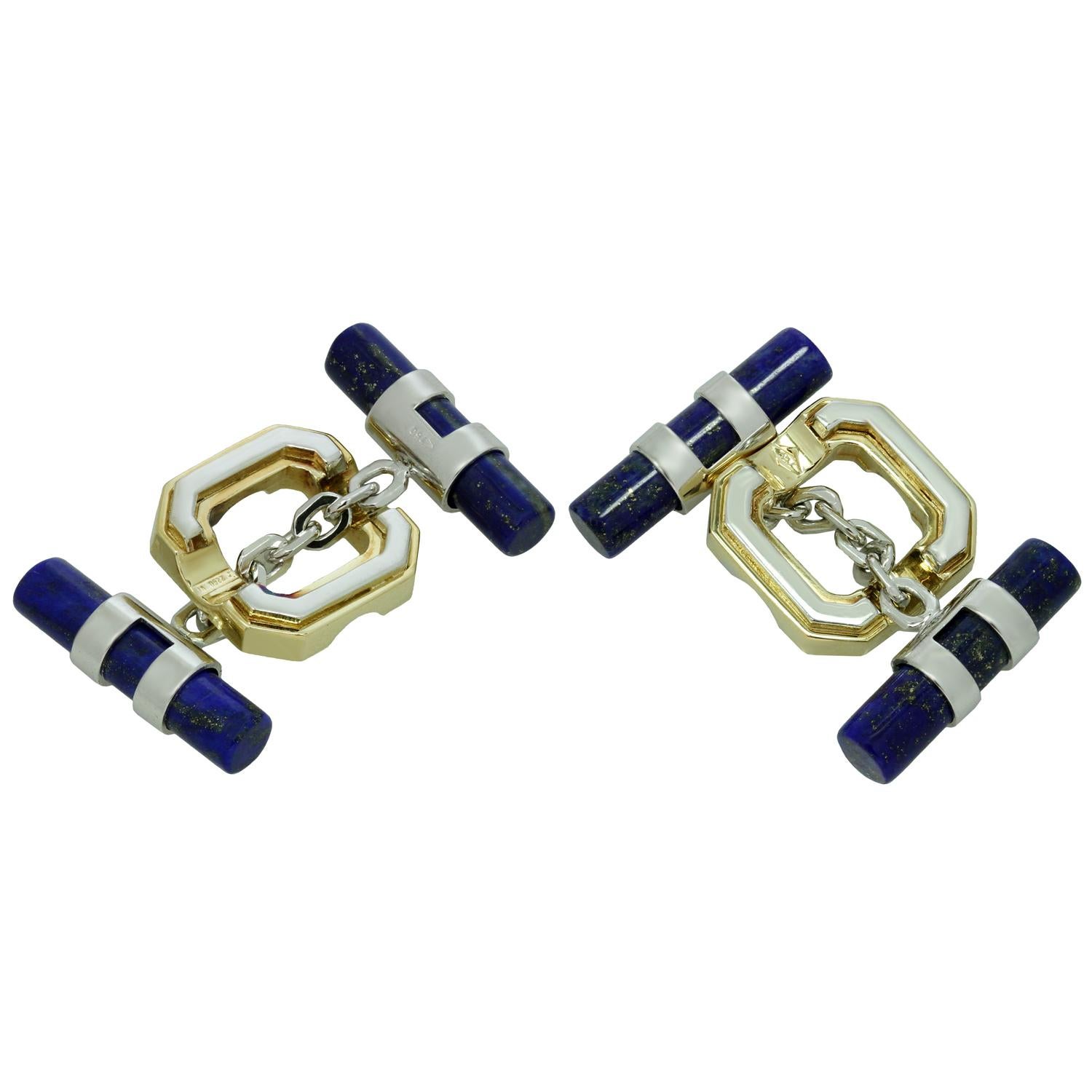 Baraka Lapis Lazuli Two-Tone Gold Cufflinks 1