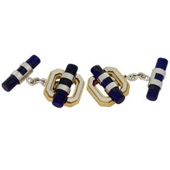 Baraka Lapis Lazuli Two-Tone Gold Cufflinks