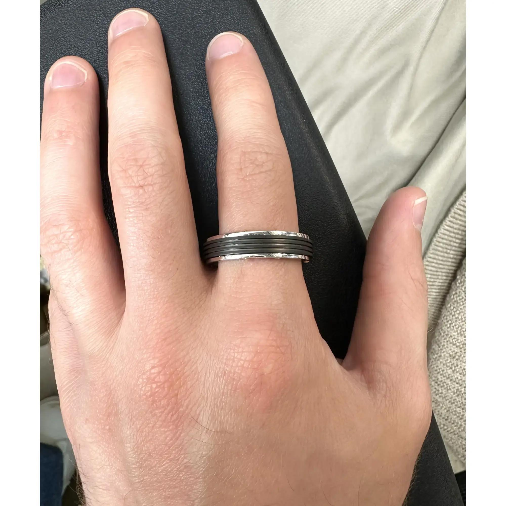 Baraka Ritmika Mens Ring AN211461BRGR 18K White Rose Gold Steel Black PVD 11.25 In New Condition For Sale In New York, NY