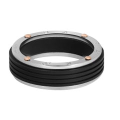 Baraka Ritmika Mens Ring AN211461BRGR 18K White Rose Gold Steel Black PVD SZ 7.5