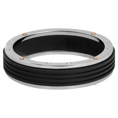 Baraka Ritmika Mens Ring AN211461BRGR 18K White & Rose Gold Steel Black PVD SZ13