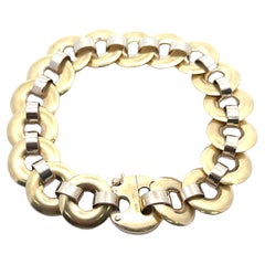 Baraka Bracelet à maillons circulaires en or jaune et blanc 14k massif, finition mate