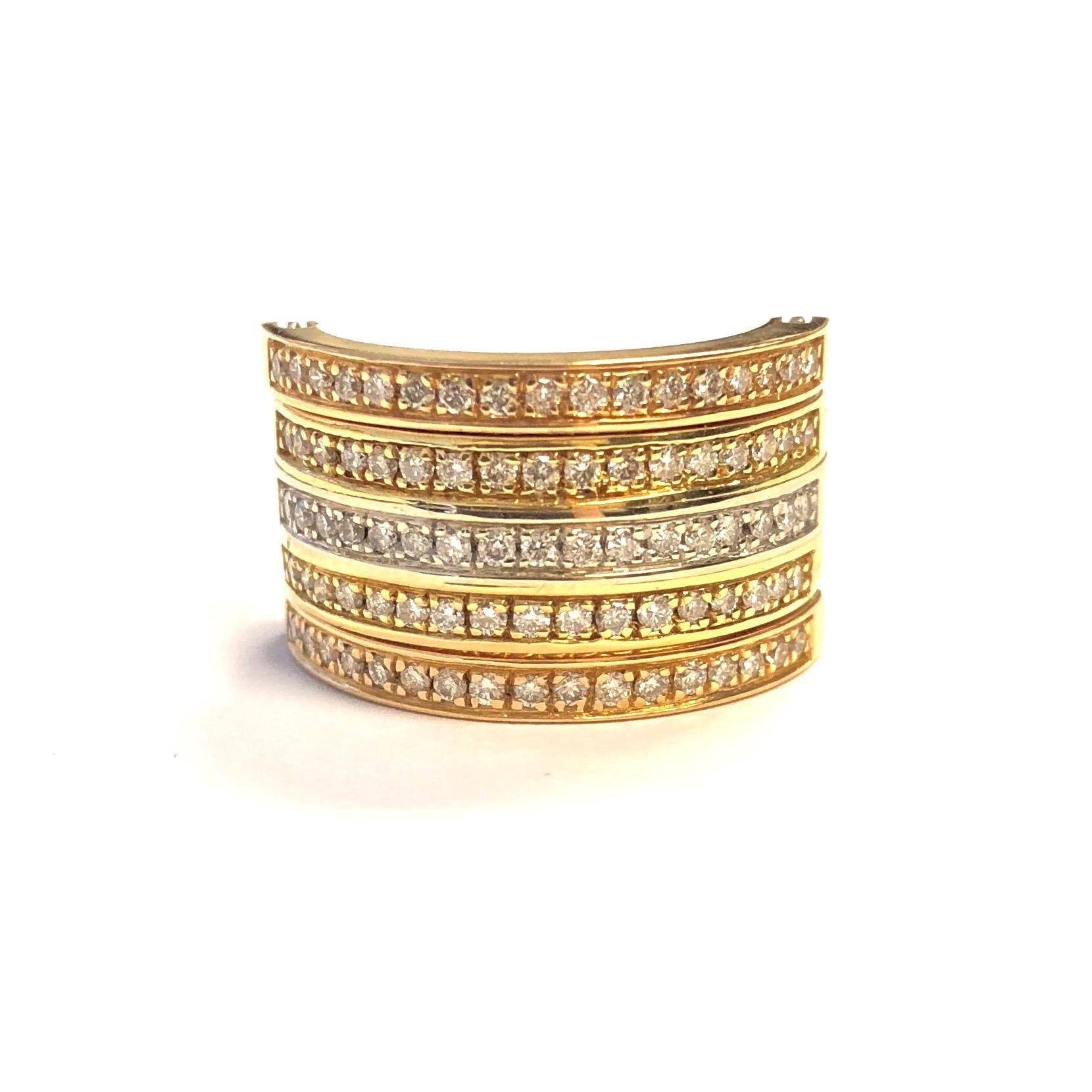 Women's or Men's Baraka Tri Color Gold Diamond Convertible Band Ring For Sale