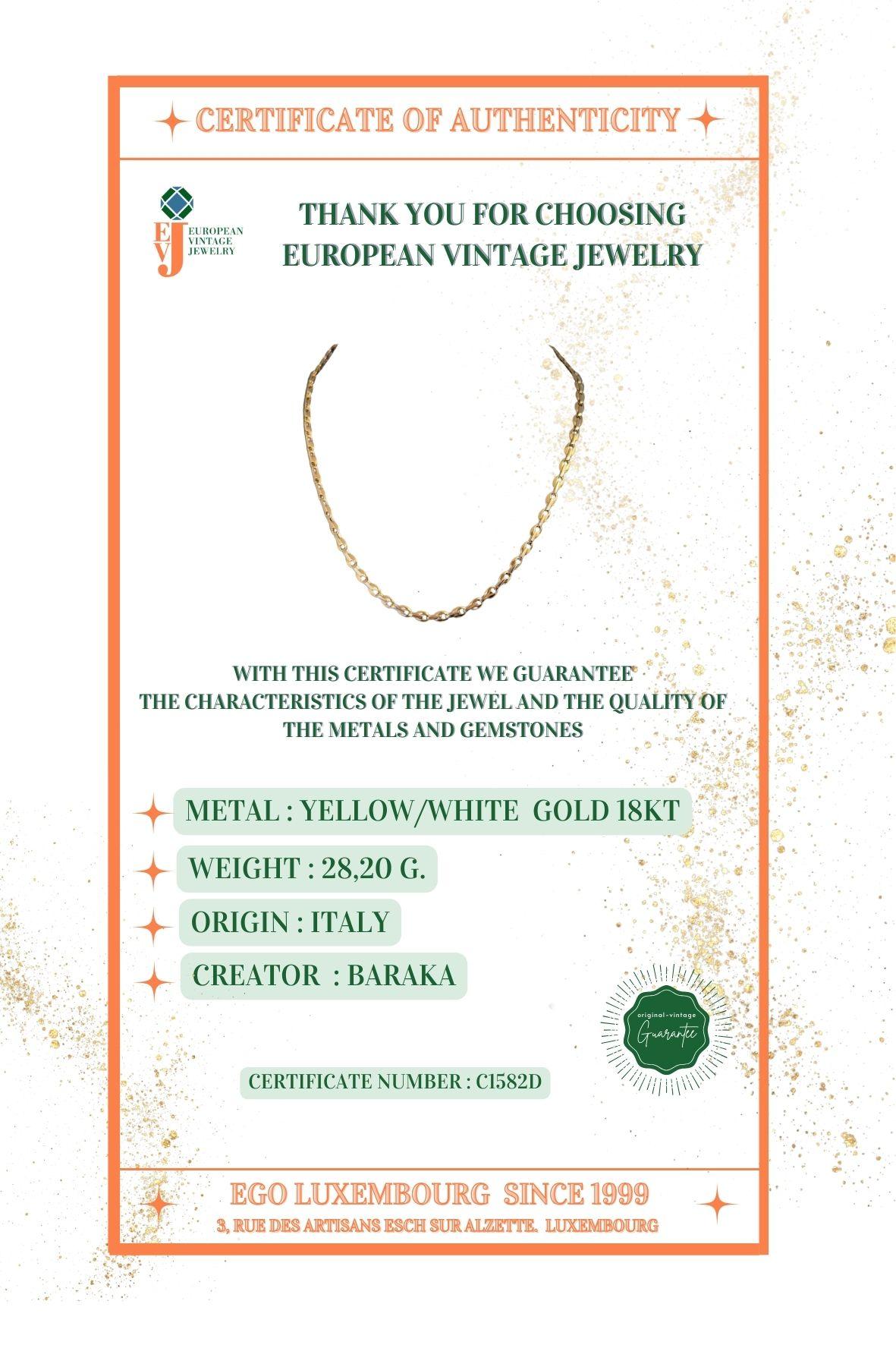 Baraka Yellow and White Gold Chain Necklace For Sale 4
