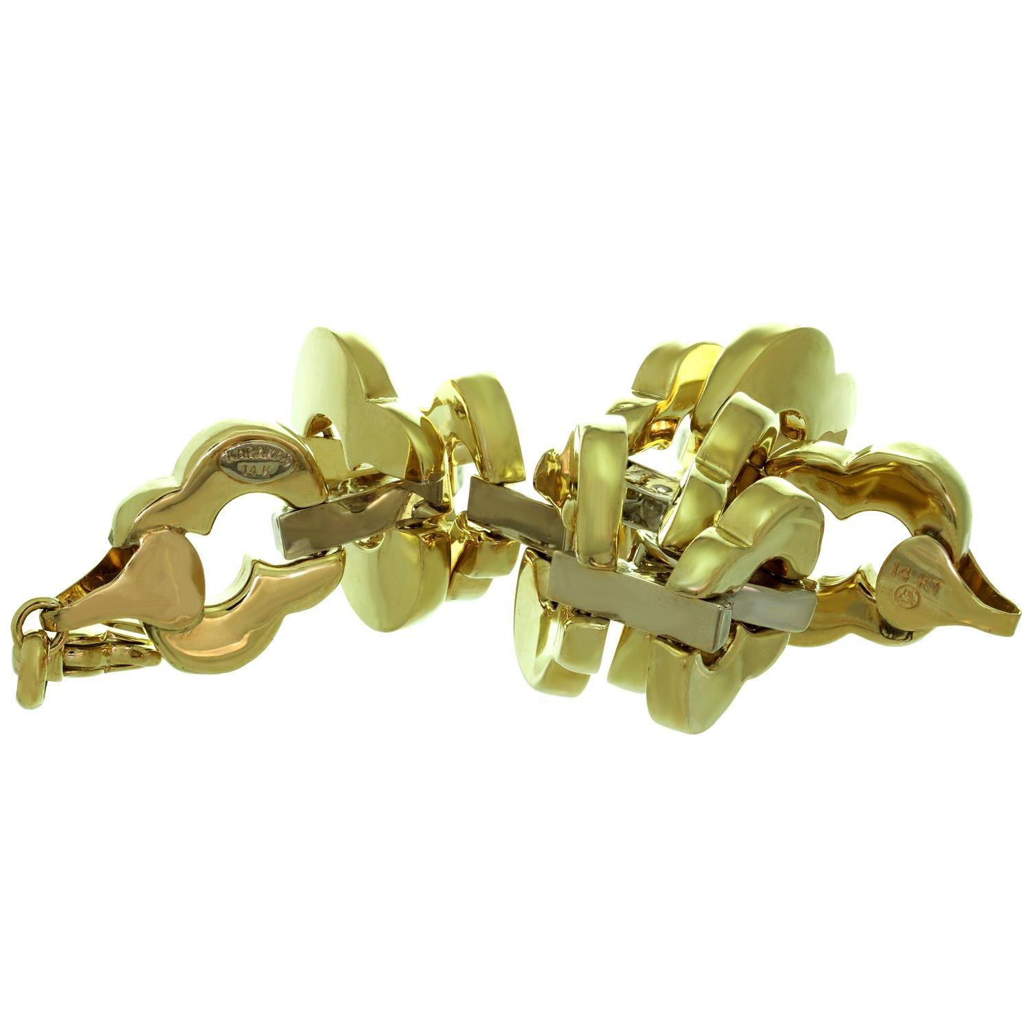 Baraka Bracelet à maillons en or jaune et blanc, Italie, années 1990 en vente 1