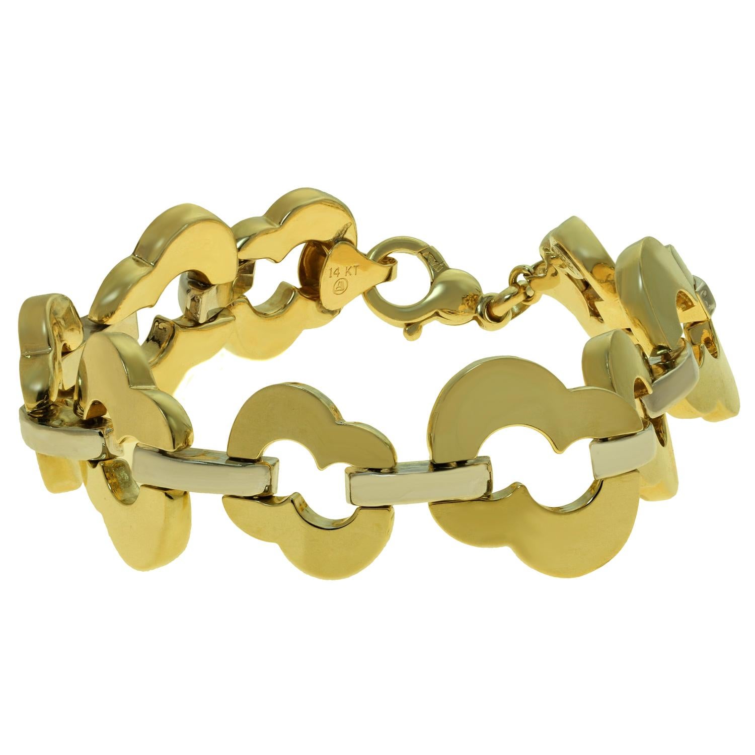 Baraka Yellow and White Gold Link Bracelet, Italy, 1990s For Sale
