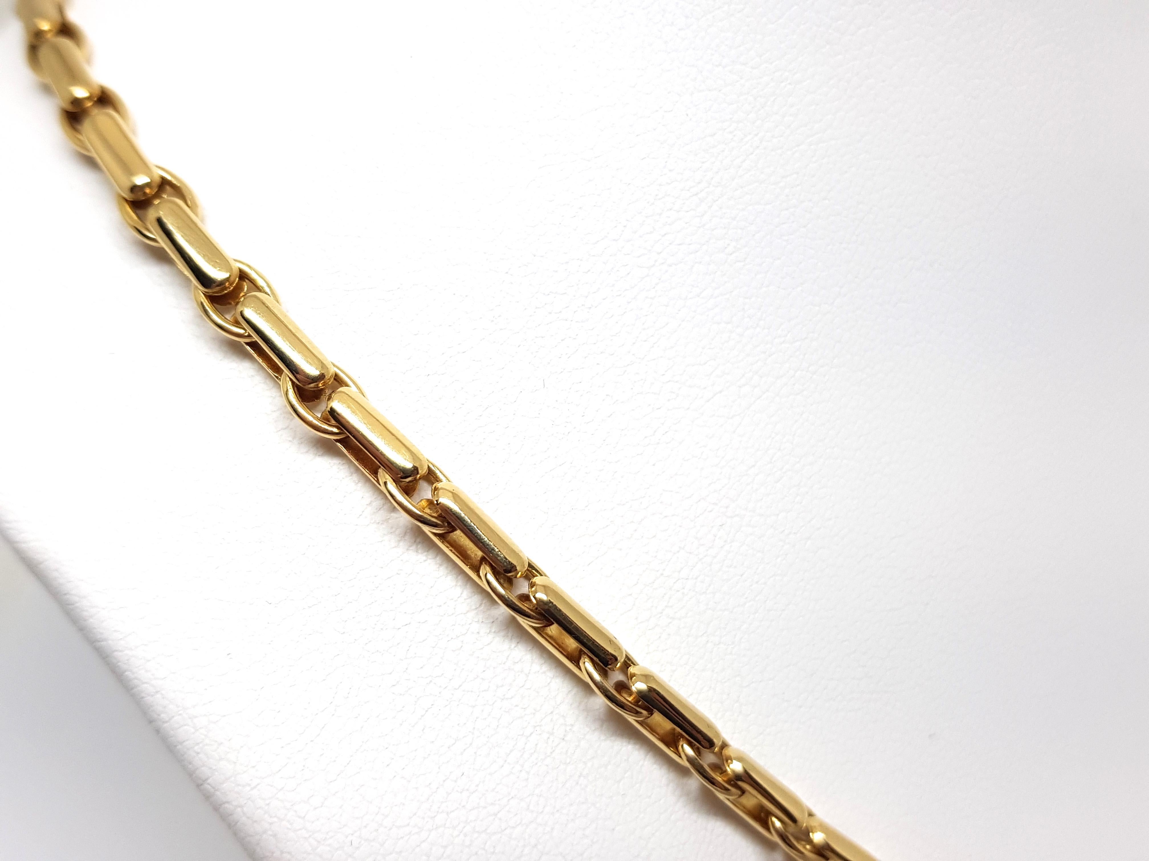 Baraka Yellow White Gold Men’s Chain Necklace In Excellent Condition For Sale In Antwerp, BE