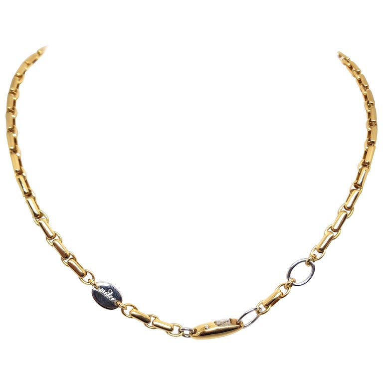 Baraka Yellow White Gold Men’s Chain Necklace For Sale at 1stDibs