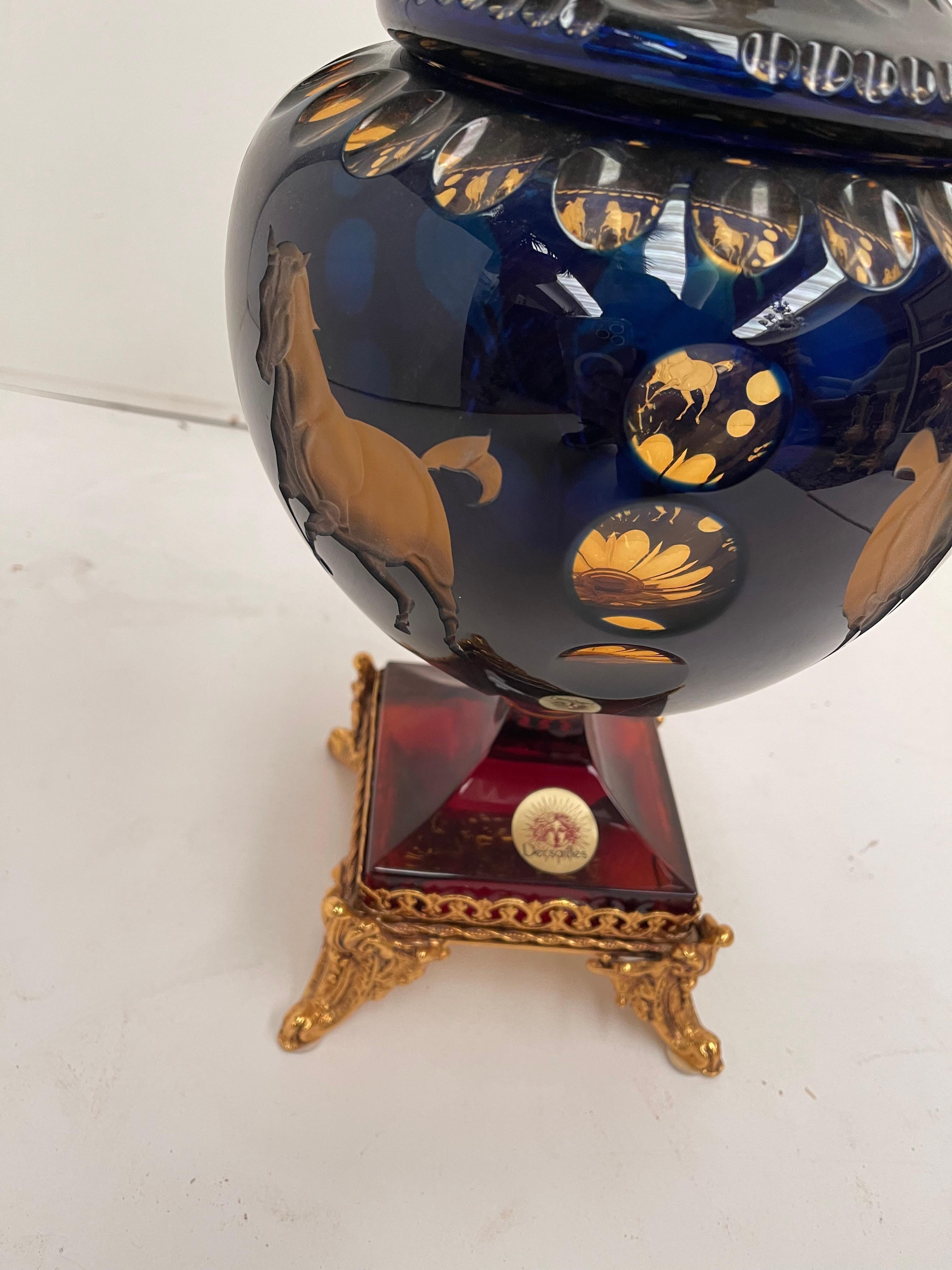 Precioso Cristallo molato a mano con decorazione in bronzo dorato private collection Domenico Rugiano